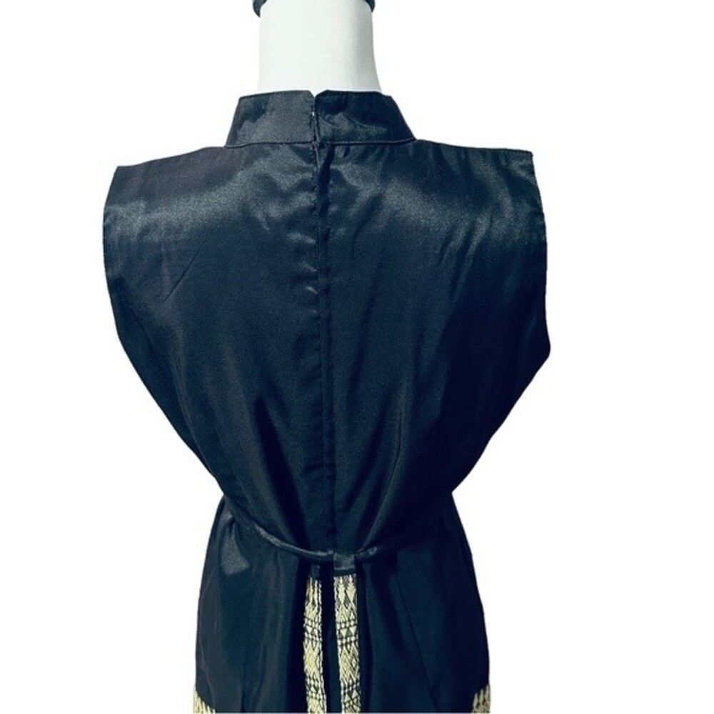King Thai Silk Black Gold Dress Sz XL - Picture 11 of 13